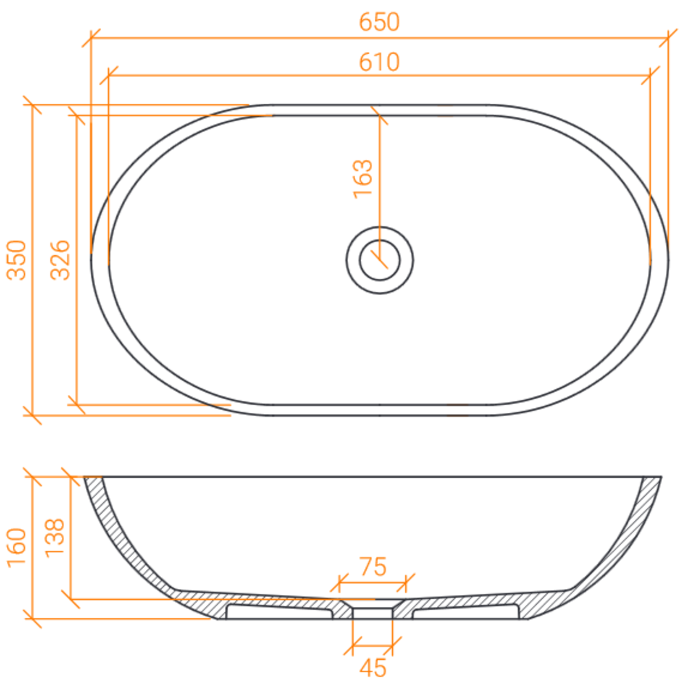 Lavabo ACRY + 
 BB A 6535 O 
  poser