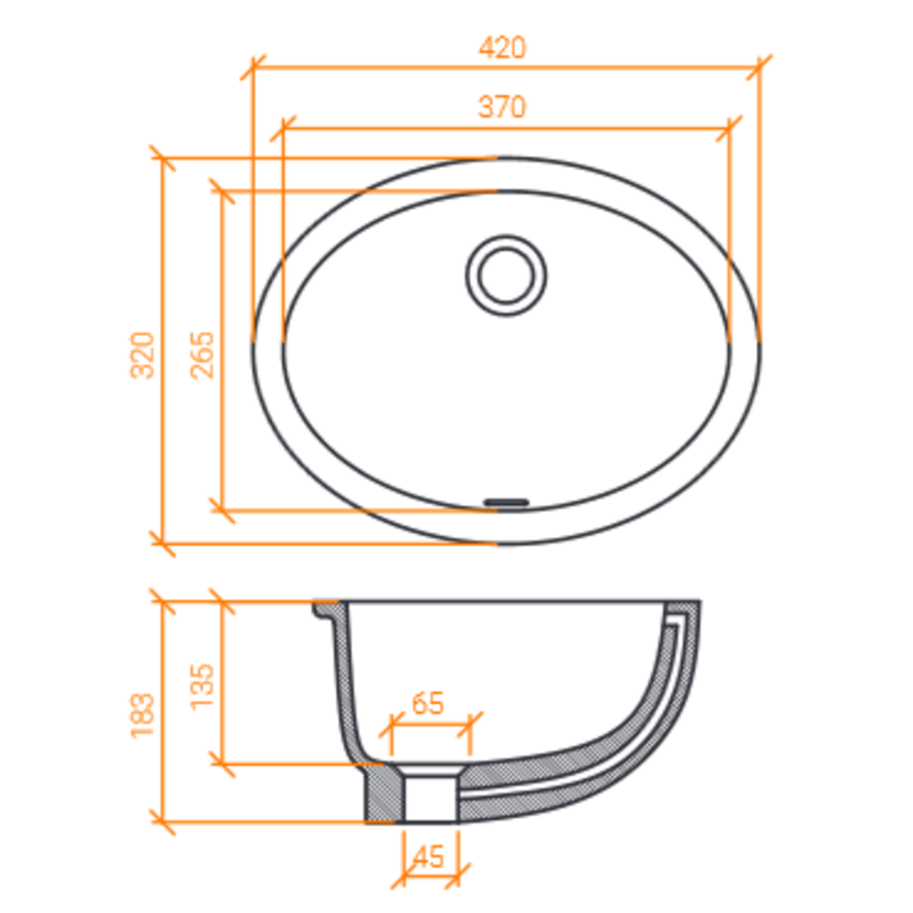 Lavabo ACRY + 
 BB R 375 INT 
  coller