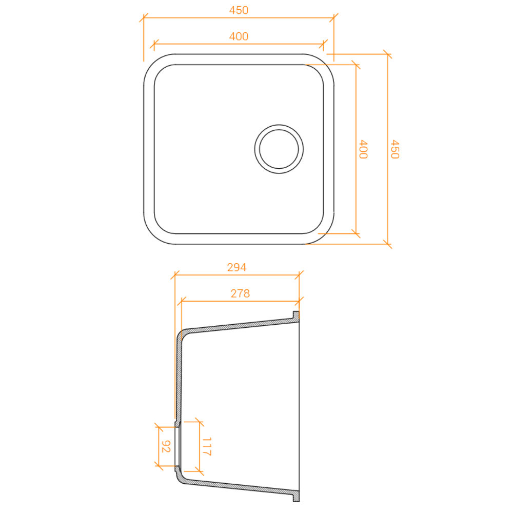 Evier de cuisine Professionnel ACRY + 
 BB R 4040 LAB