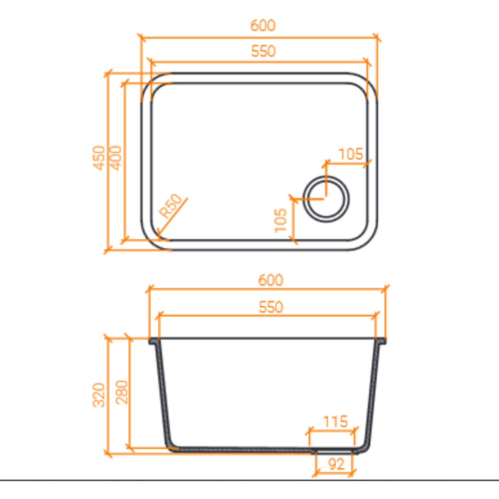 Evier de cuisine Professionnel ACRY + 
 BB R 5540 LAB