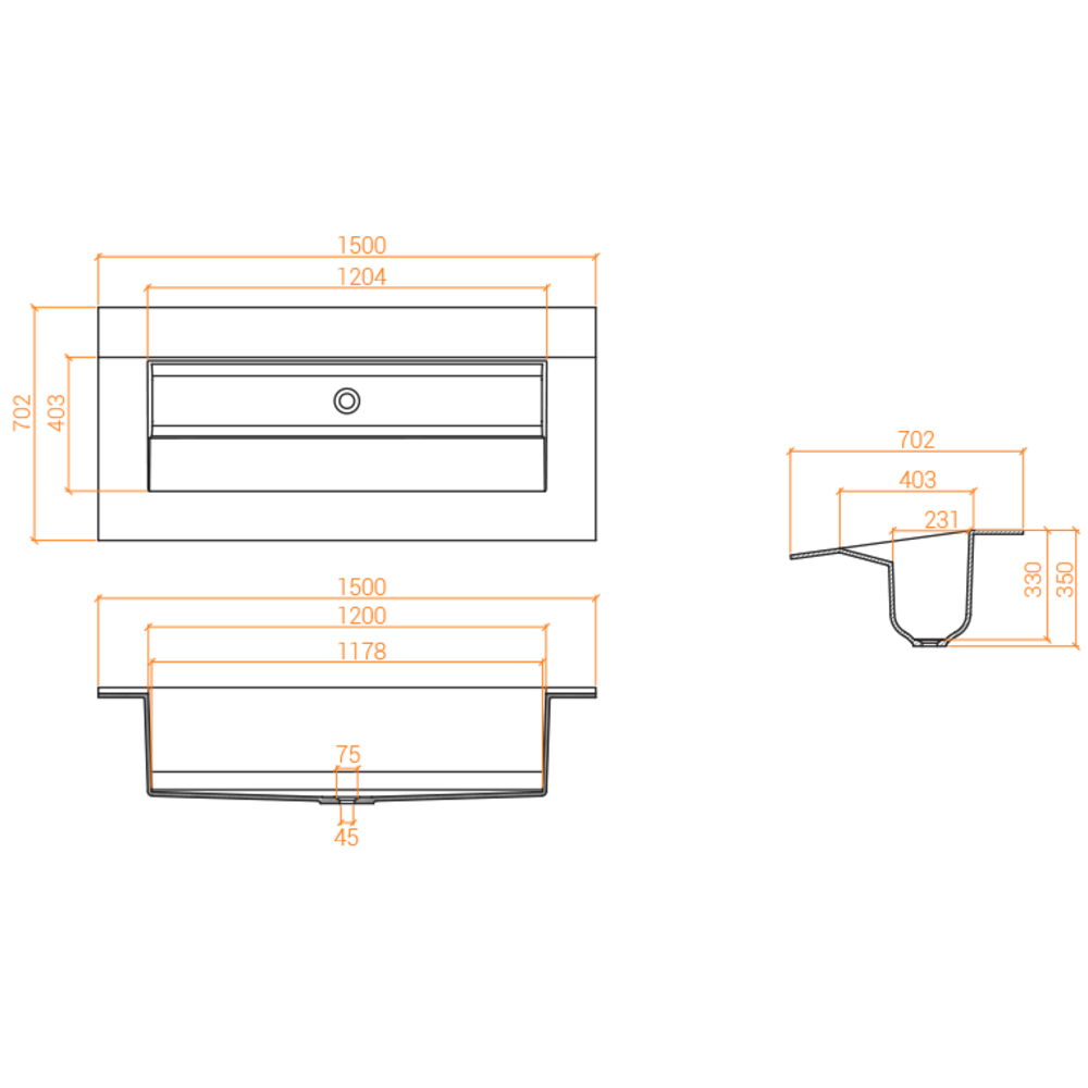 Lavabo Professionnel ACRY + 
 BER 2 SURG 
  coller