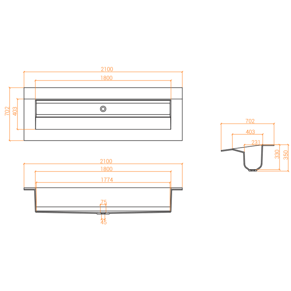 Lavabo Professionnel ACRY + 
 BER 3 SURG 
  coller