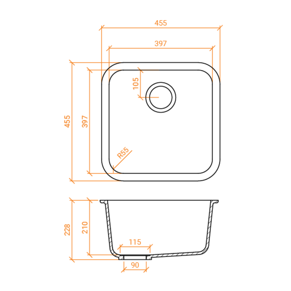 Evier de cuisine ACRY + 
 BS 4040 R