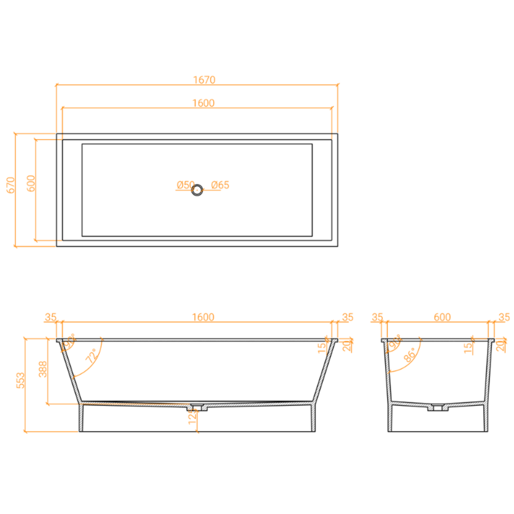 Baignoire ACRY + 
 B TUB G 1600