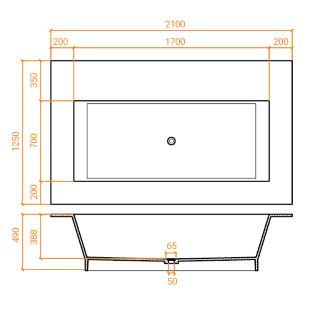 Baignoire ACRY + 
 B TUB G 2100 B