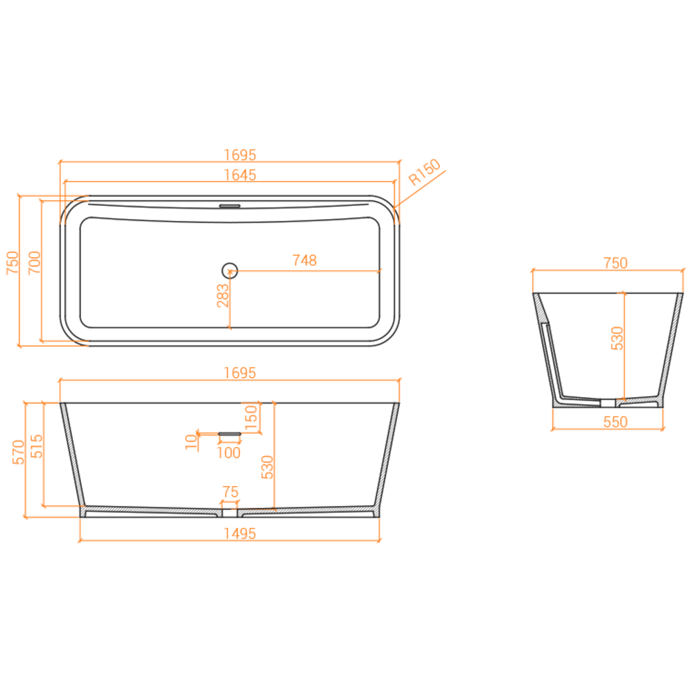 Baignoire ACRY + 
 B TUB O 1695