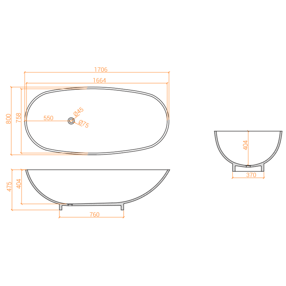 Baignoire ACRY + 
 B TUB O 1710 N