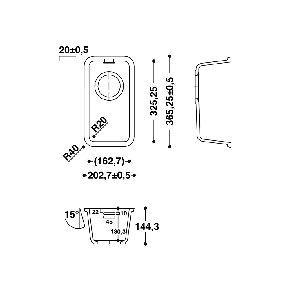 Cuve HI-MACS 
 CS325R