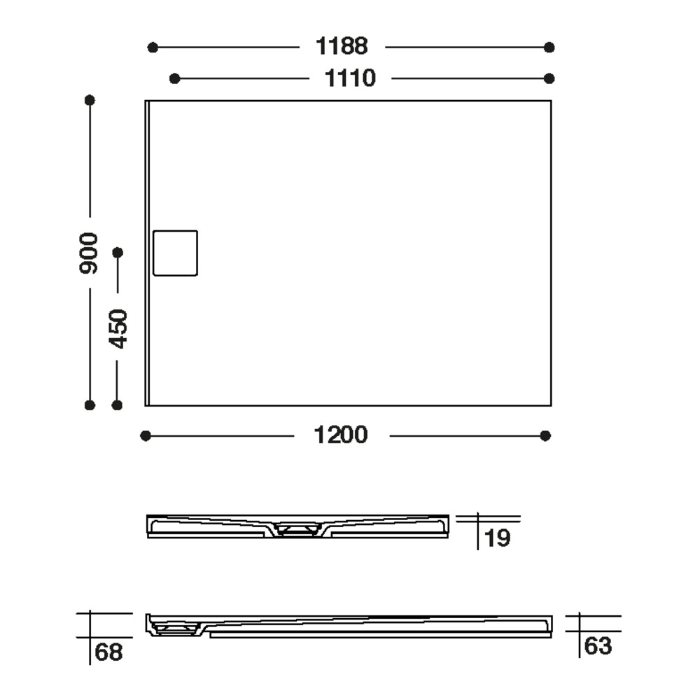 Receveur de douche HI-MACS 
 CST-90-120S