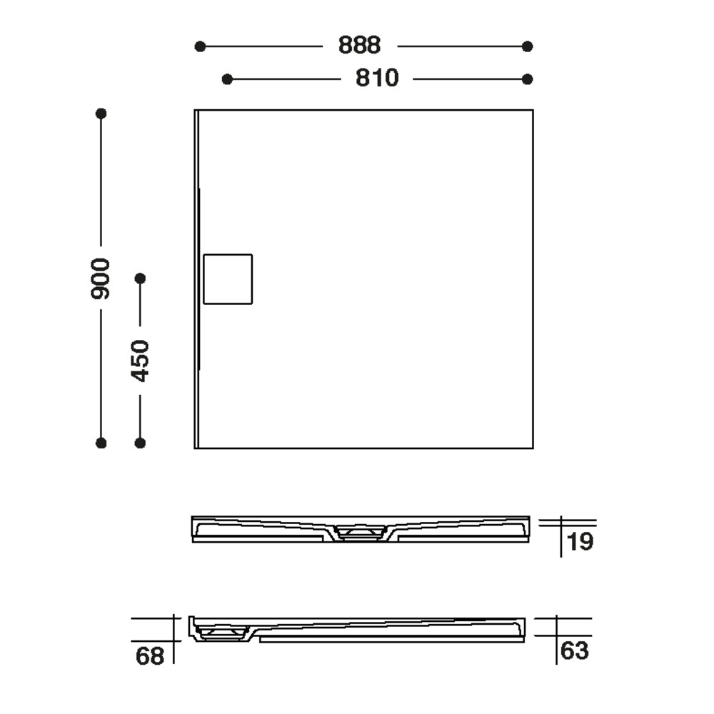 Receveur de douche HI-MACS 
 CST-90-90S